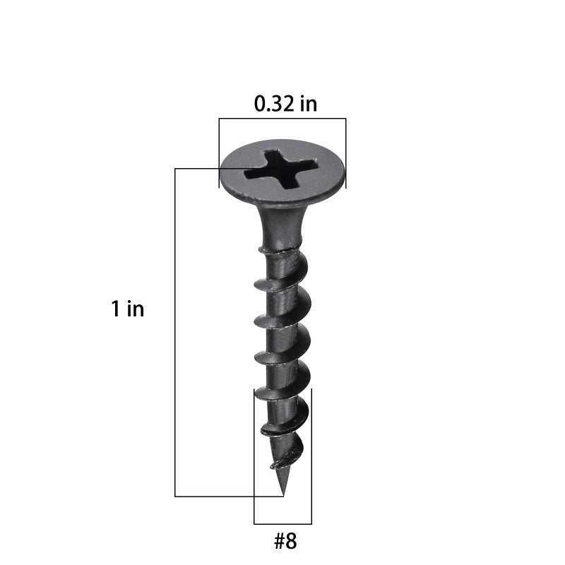 Wensilon (251 pcs)#8X1 Black Fastener Drywall Screws-Phillips with coarse Threaded tip, Black, Suitable for Drywall Slate, Wood, etc.(1 pounds) - Image 5